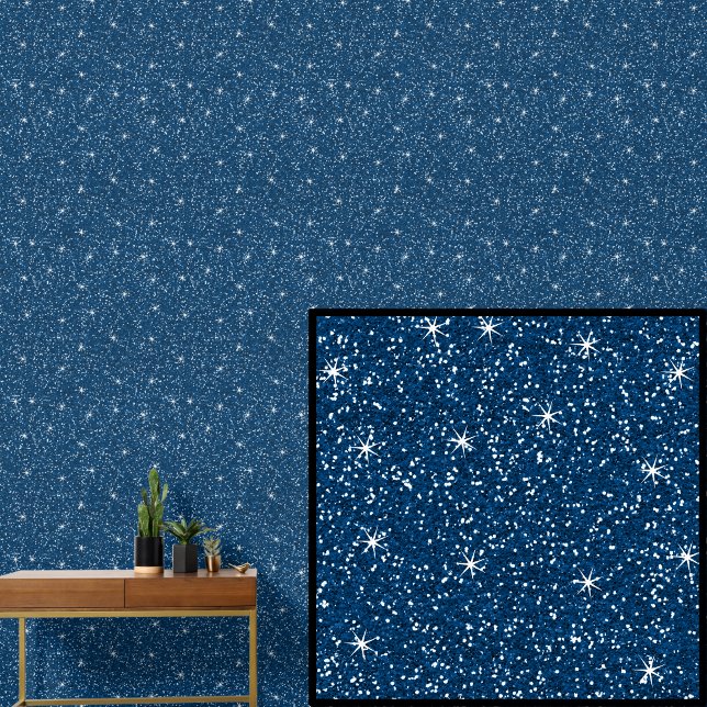 Mid Donkerblauw met Sparkle Stars Behang (Creator heeft geüpload)