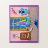 Mid-eeuw moderne kerst atoomtijdperk katten tv legpuzzel (Verticaal)