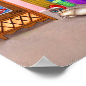 Mid-eeuw moderne kerst atoomtijdperk katten tv poster (Hoek)