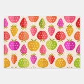 Mid-eeuwse appelen en aardbeien kleurrijk inpakpapier vel (Voorkant 3)