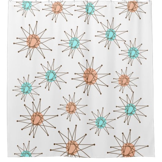 Mid-eeuwse Midern Starburst patroon douche curtai Douchegordijn (Voorkant)