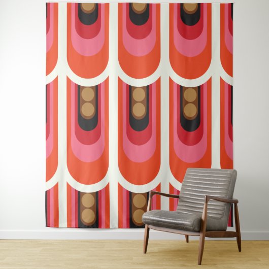 Mid-eeuwse mod retro tapestry wandkleed (In situ)