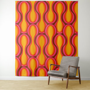 Mid-eeuwse mod retro tapestry wandkleed