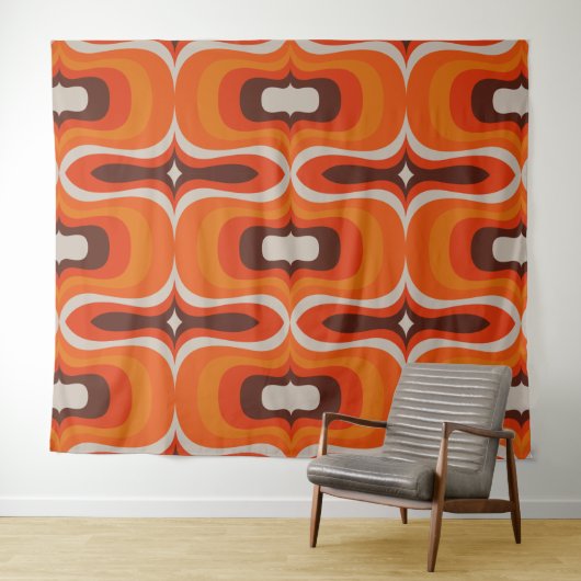 Mid-eeuwse mod retro tapestry wandkleed (In Situ (horizontaal))