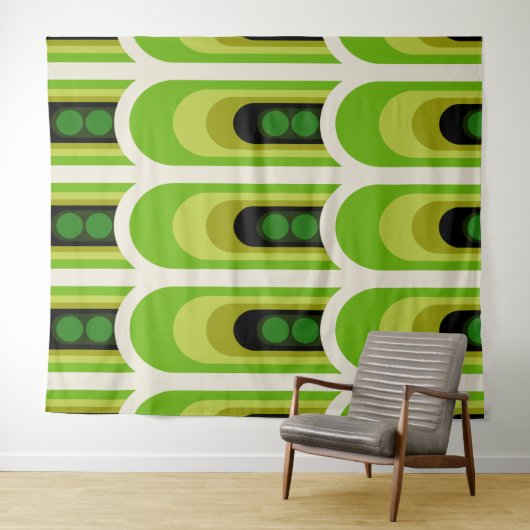 Mid-eeuwse mod retro tapestry wandkleed (In Situ (horizontaal))