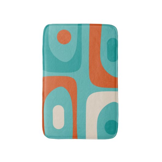 Mid-eeuwse Modern Piquet Pattern Blauwgroen Sinaas Badmat (Voorkant Verticaal)