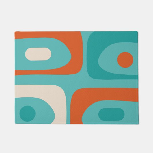 Mid-eeuwse Modern Piquet Pattern Blauwgroen Sinaas Deurmat (Voorkant)