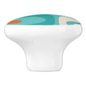 Mid-eeuwse Modern Piquet Pattern Blauwgroen Sinaas Keramische Knop (Zijkant)