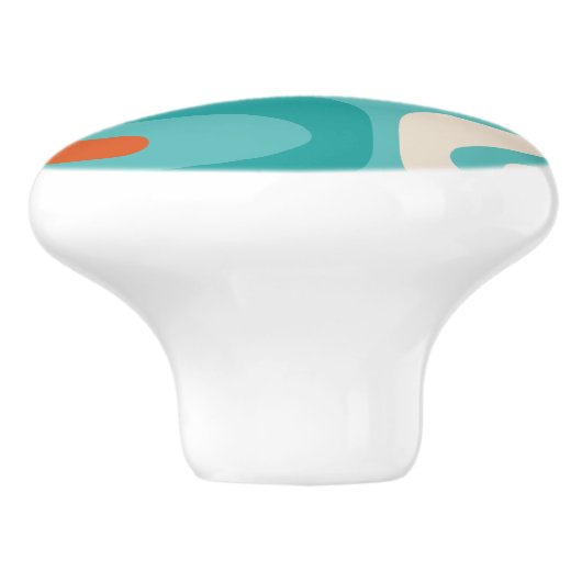 Mid-eeuwse Modern Piquet Pattern Blauwgroen Sinaas Keramische Knop (Zijkant)