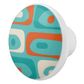 Mid-eeuwse Modern Piquet Pattern Blauwgroen Sinaas Keramische Knop (Rechts)