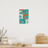 Mid-eeuwse Modern Piquet Pattern Blauwgroen Sinaas Poster (Keuken)