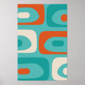 Mid-eeuwse Modern Piquet Pattern Blauwgroen Sinaas Poster (Voorkant)