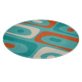 Mid-eeuwse Modern Piquet Pattern Blauwgroen Sinaas Snijplank (Hoek)