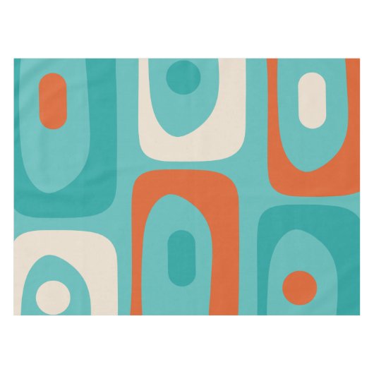 Mid-eeuwse Modern Piquet Pattern Blauwgroen Sinaas Tafelkleed (Voorkant (Horizontaal))