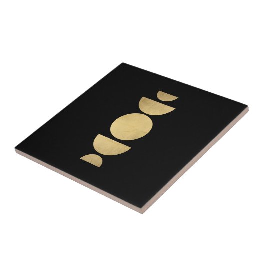 Mid-eeuwse Moderne Abstracte Moon Phases Black Tegeltje (Zijkant)