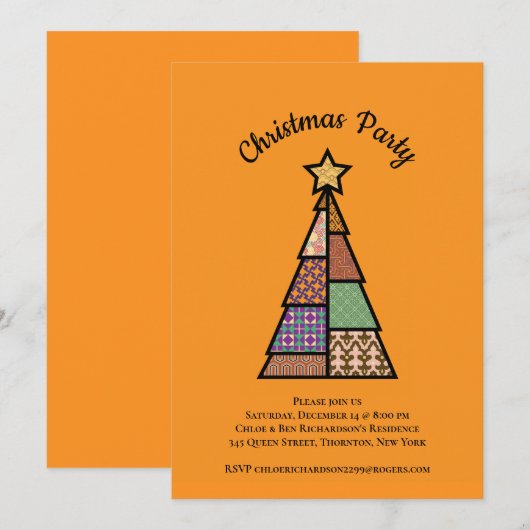 Mid-eeuwse moderne kerstboom kerstfeest kaart (Voorkant / Achterkant)