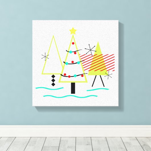 mid - eeuwse moderne kerstboomretro canvas afdruk (Insitu (Houten vloer))