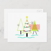mid - eeuwse moderne kerstboomretro feestdagenkaart (Voorkant / Achterkant)