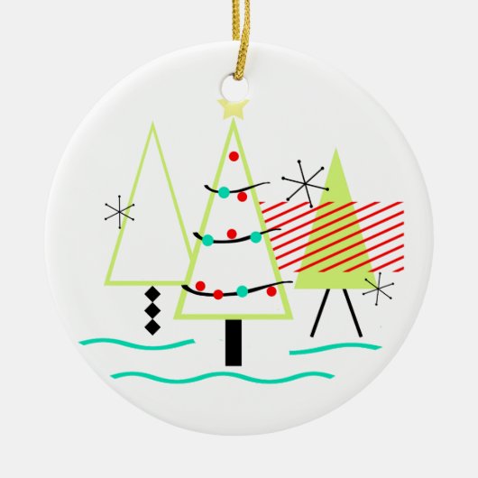 mid - eeuwse moderne kerstboomretro keramisch ornament (Voorkant)
