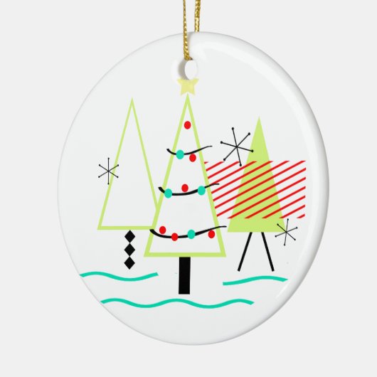 mid - eeuwse moderne kerstboomretro keramisch ornament (Links)