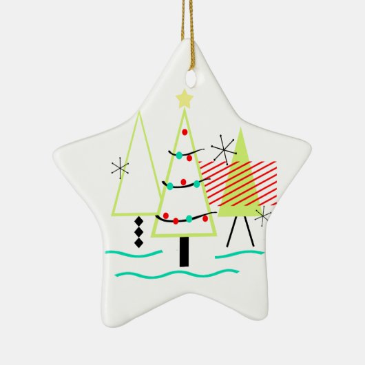 mid - eeuwse moderne kerstboomretro keramisch ornament (Rechts)