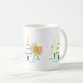 mid - eeuwse moderne kerstboomretro koffiemok (Voorkant rechts)