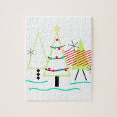 mid - eeuwse moderne kerstboomretro legpuzzel (Verticaal)