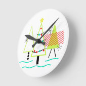 mid - eeuwse moderne kerstboomretro ronde klok (Hoek)