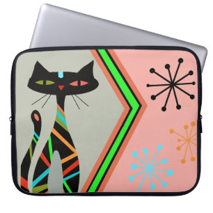 Mid-eeuwse moderne laptophoes voor katten laptop sleeve