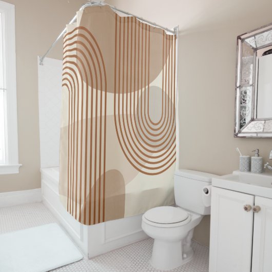 Mid-eeuwse Moderne regenboog Douchegordijn (In situ)