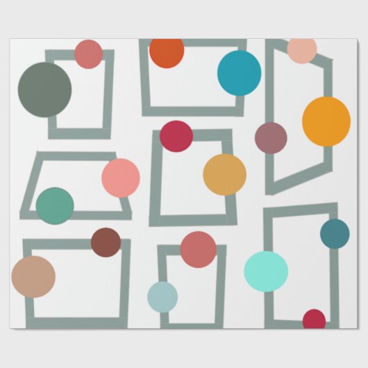 Mid-eeuwse moderne trapezzoïden en cirkels cadeaupapier (Vlak)