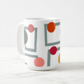 Mid-eeuwse moderne trapezzoïden en cirkels koffiemok (Voorkant links)