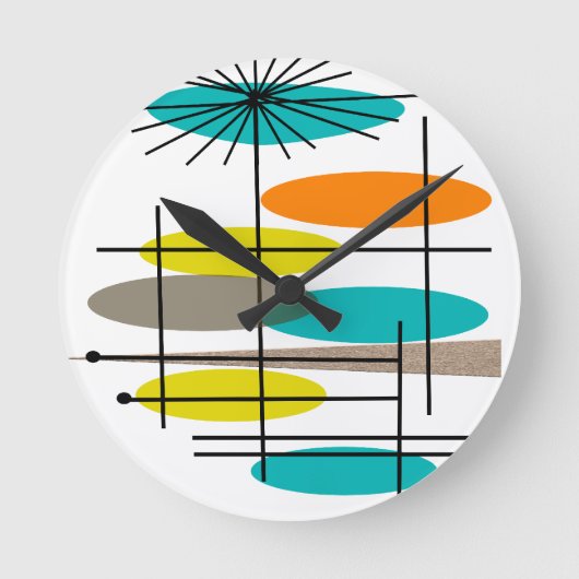 Mid-eeuwse Ovalen 5 Ronde Klok (Voorkant)