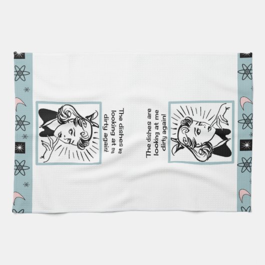 Mid-eeuwse retro-keukenhanddoek theedoek (Horizontaal)