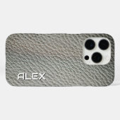 Mid Grey Leather Texture – Realistische Neutral Pa Case-Mate iPhone Case (Achterkant (horizontaal))