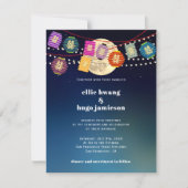 Mid Herfst Dubbele Geluk Lantaarn Lichten Bruiloft Kaart (Voorkant)