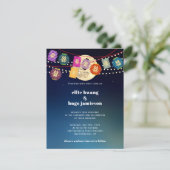 Mid Herfst Dubbele Geluk Lantaarn Lichten Bruiloft Kaart (Staand voorkant)