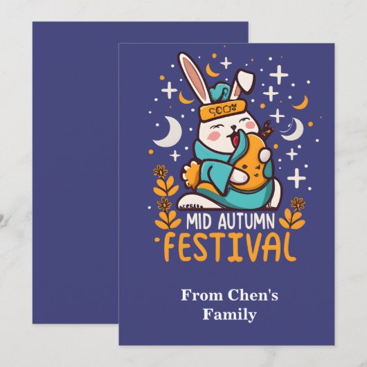 Mid Herfst Festival Konijn MoonCake Feestdagenkaart (Voorkant / Achterkant)