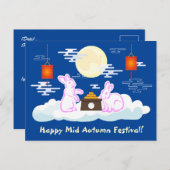 Mid Herfst Festival Maan Konijn Maancake Wolken Briefkaart (Voorkant / Achterkant)