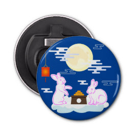 Mid Herfst Festival Maan Konijn Maancake Wolken Button Flesopener