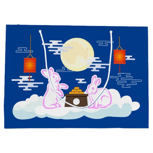 Mid Herfst Festival Maan Konijn Maancake Wolken Groot Cadeauzakje (Achterkant)