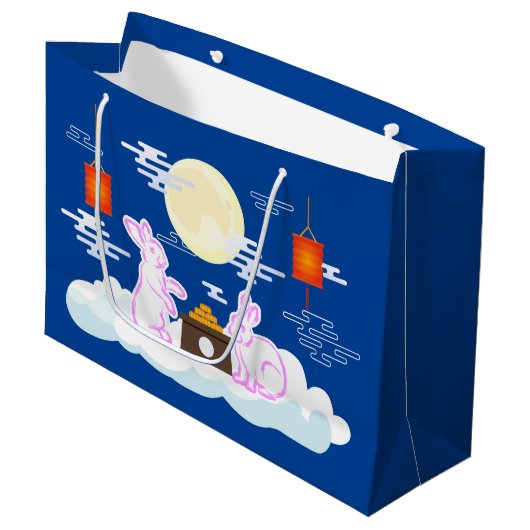 Mid Herfst Festival Maan Konijn Maancake Wolken Groot Cadeauzakje (Voorkant Gekanteld)
