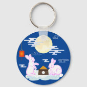 Mid Herfst Festival Maan Konijn Maancake Wolken Sleutelhanger (Achterkant)
