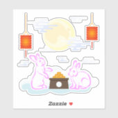 Mid Herfst Festival Maan Konijn Maancake Wolken Sticker (Vel)