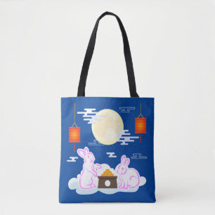 Mid Herfst Festival Maan Konijn Maancake Wolken Tote Bag