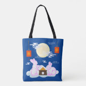 Mid Herfst Festival Maan Konijn Maancake Wolken Tote Bag (Achterkant)