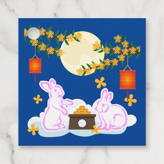 Mid Herfst Festival Maan Konijn Mooncake Osmanthus Bedankjes Labels (Voorkant)