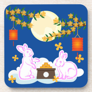 Mid Herfst Festival Maan Konijn Mooncake Osmanthus Bier Onderzetter
