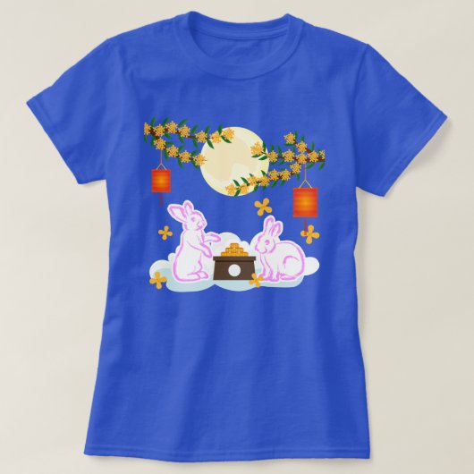 Mid Herfst Festival Maan Konijn Mooncake Osmanthus T-shirt (Design voorkant)