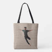 Mid Leap Dancer op Beige achtergrond Tote Bag (Achterkant)